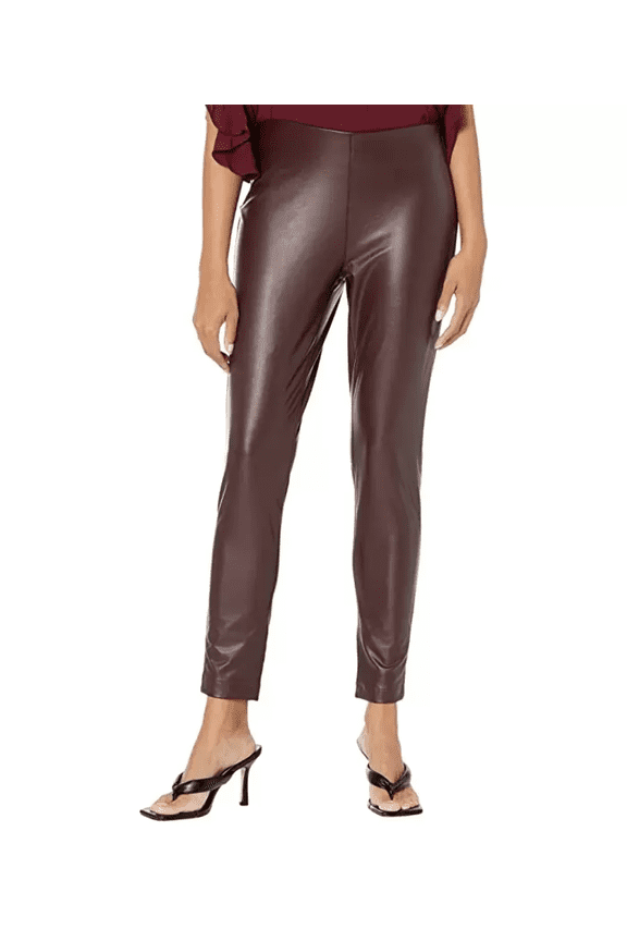 Women's Faux-Leather Skinny Pants B4HP (L,Port)