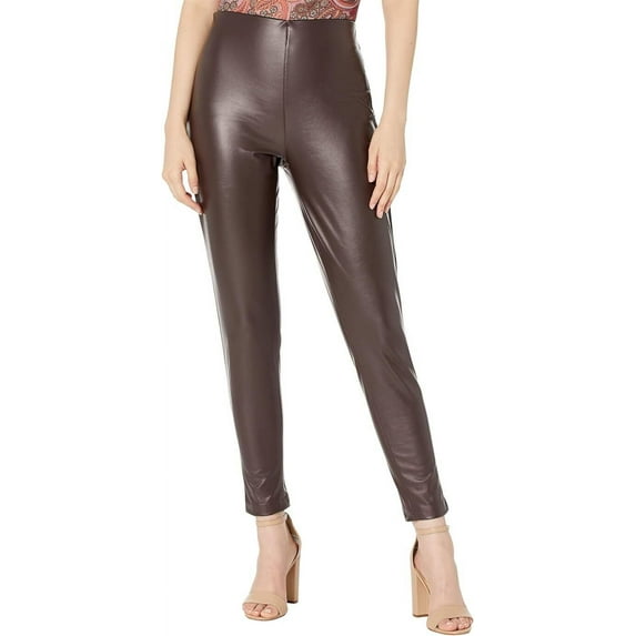 Vince Camuto Women's Faux-Leather Skinny Pants B4HP (XL,Deep Expresso)