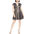 thumbnail image 1 of Vince Camuto Women's Fit & Flare Metallic Jacquard Dress Blue Size 4, 1 of 3