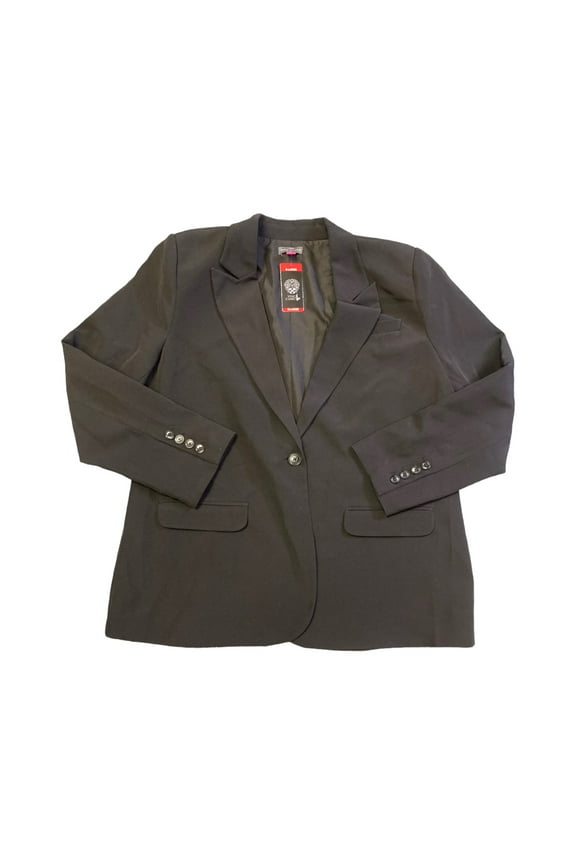 Women's Fully Lined Padded Shoulder Split Back Long Sleeve Blazer (Black, M)