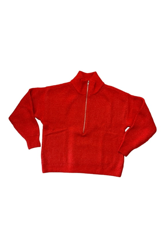 Women's Half-Zip Pullover Ribbed Knit Fashion Sweater (Crossfire, L)