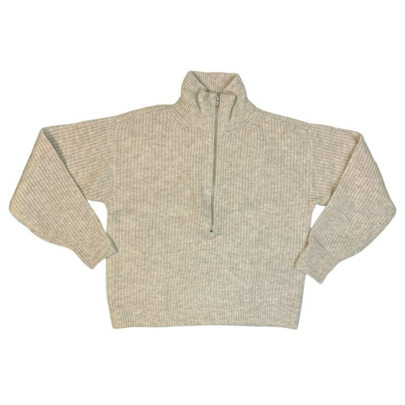 Vince Camuto Women's Half-Zip Pullover Ribbed Knit Fashion Sweater (Malted, M)