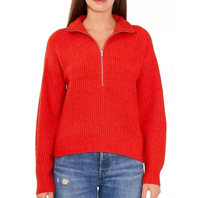 Vince Camuto Women's Half-Zip Pullover Ribbed Knit Fashion Sweater