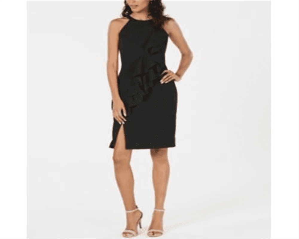 jersey babydoll dress Matilda Poplin & Knit Jersey Babydoll Mini Dress – Black L main image 1