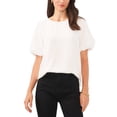 thumbnail image 1 of Vince Camuto Women's Ivory Textured Crewneck Puff-Sleeve Blouse Size L, 1 of 4