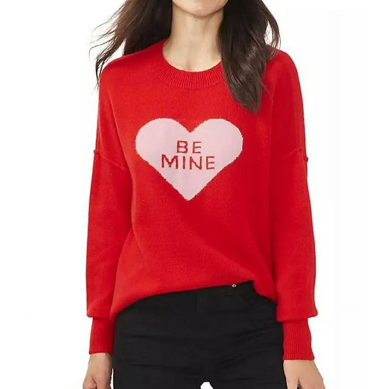 Vince Camuto Women's Knit Valentine Sweater (Bright Cherry, XS)