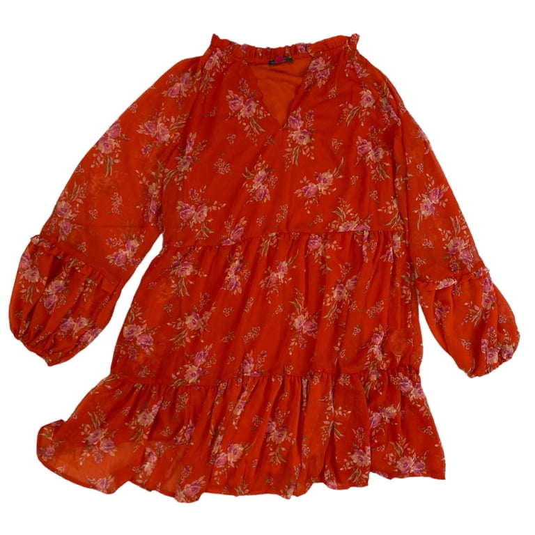 Vince Camuto Women's Casual Lightweight Three Tier Mini Dress in  Orange/Pink XL - Walmart.com