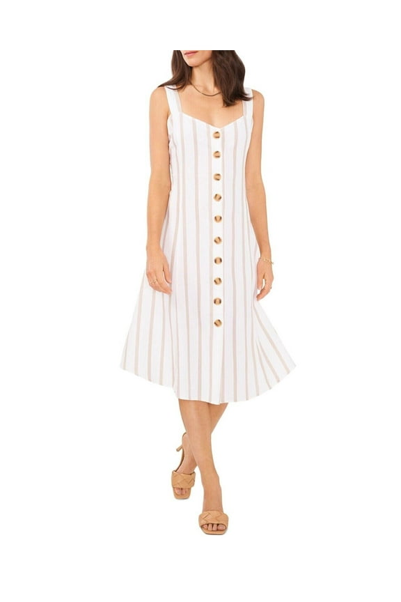 Women's Linen Striped Knee-Length Shift Dress Windsor L B4HP $139
