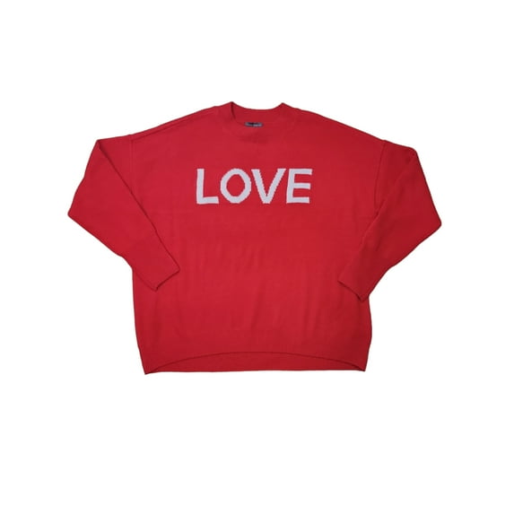 Vince Camuto Women's Long Sleeve Crewneck Valentine's Day Sweater (Bright Cherry Red, S)