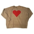 thumbnail image 1 of Vince Camuto Women's Long Sleeve Crewneck Valentine's Day Sweater (Latte Heather, S), 1 of 2
