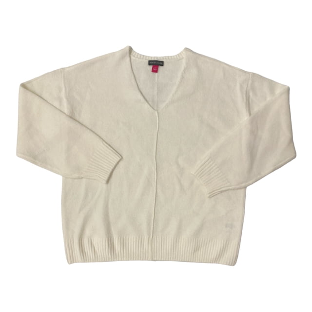 Vince Camuto Women's Long Sleeve Lightweight Warm & Cozy V-Neck Sweater (Antique White, XS)
