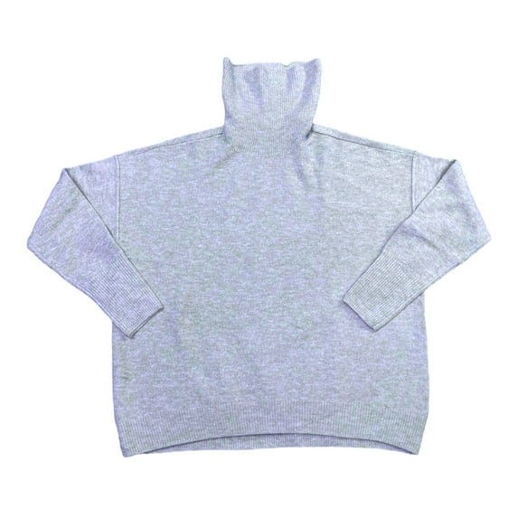 Vince Camuto Women's Long Sleeve Tight Knit Turtleneck Sweater (Blue Heather, XL)