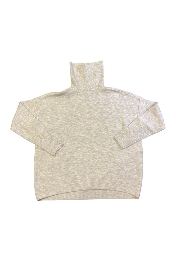 Women's Long Sleeve Tight Knit Turtleneck Sweater (Silver Heather, XXL)