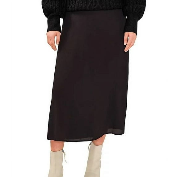 Vince Camuto Women's Semi-Fitted Lightweight Fully Lined Midi Skirt (Rich Black, M)