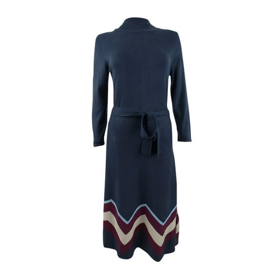 Vince Camuto Women's Mock-Neck Belted Dress (L, Navy)