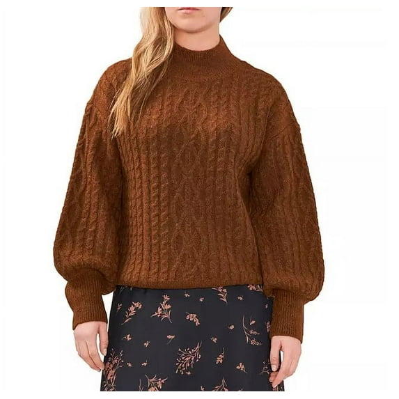 Vince Camuto Women's Mock Neck Cable Knit Pullover Sweater Relaxed Fit