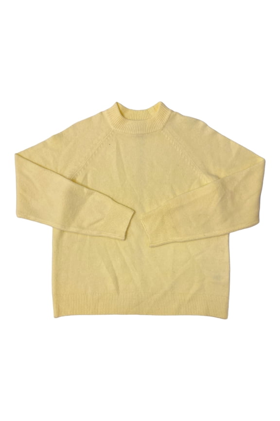 Women's Ribbed Hem & Cuff Mock Neck Sweater (Buttercream, L)