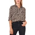 thumbnail image 1 of Vince Camuto Women's Roll Tab Animal Print Button Up Shirt Black Size Large, 1 of 3