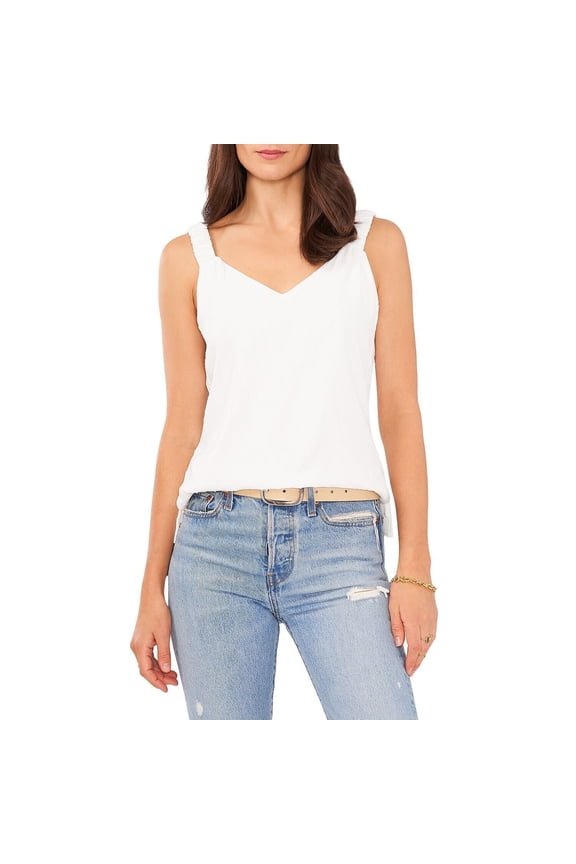 Women's Ruffle Strap Rumple Tank Top White S B4HP $59