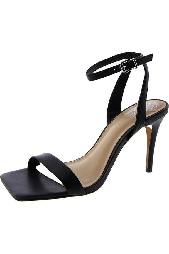 Women's Sandals Heeled Ankle Strap, Stiletto Heel Square Toe Black