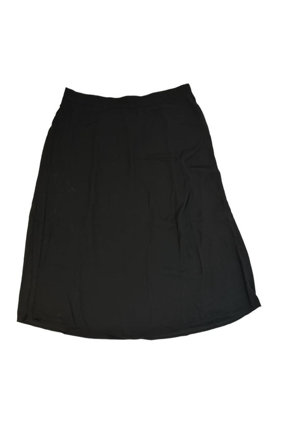 Women's Semi-Fitted Lightweight Fully Lined Midi Skirt (Rich Black, S)