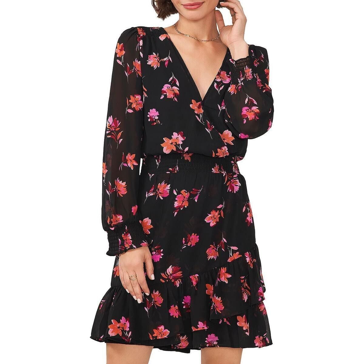 Vince Camuto Women's Smocked Waist A Line Dress Pink M B4hp
