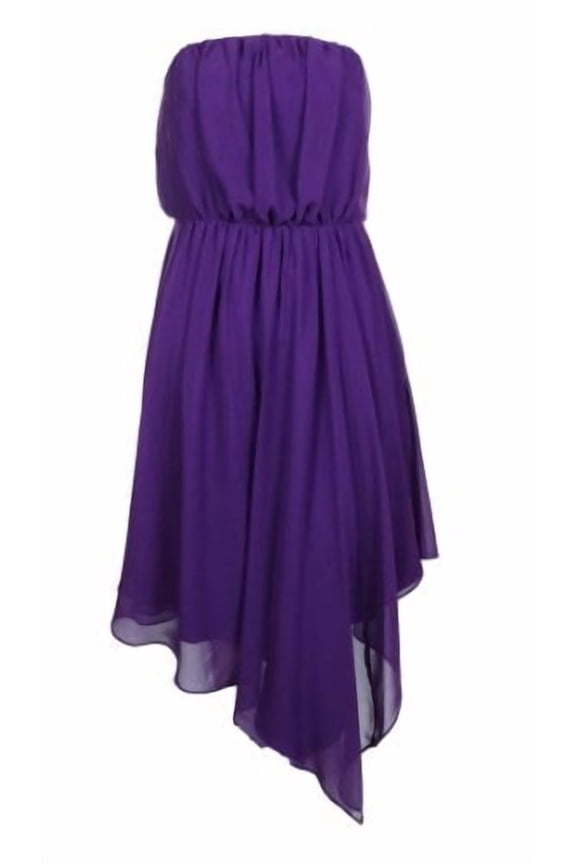Women's Strapless Chiffon Dress (12, Plum)