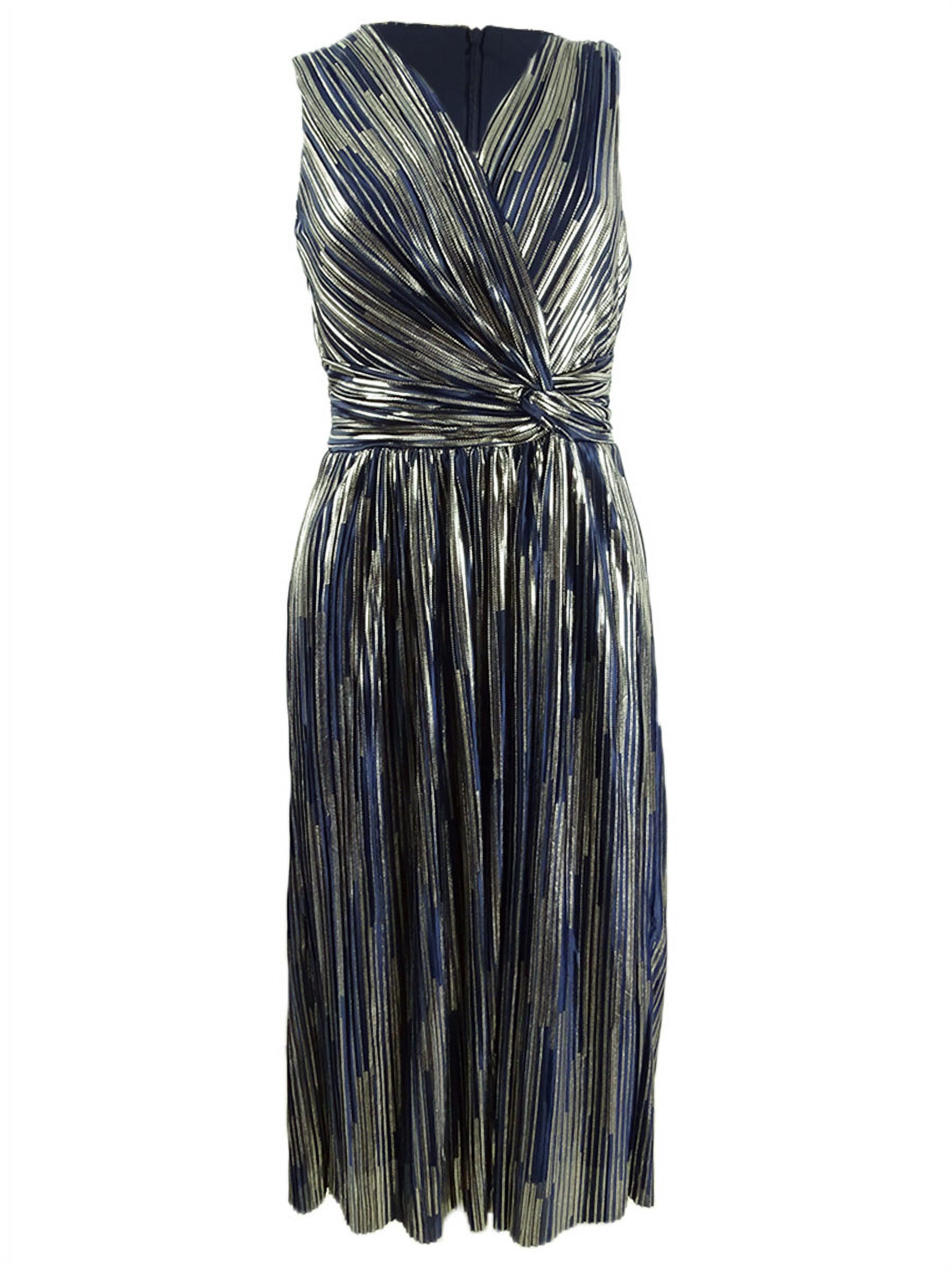 Vince Camuto Women's Surplice Metallic Midi Dress (4, Navy/Gold) -  Walmart.com