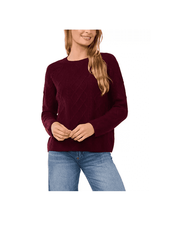 Women's X-Small Wine Cable Sweater