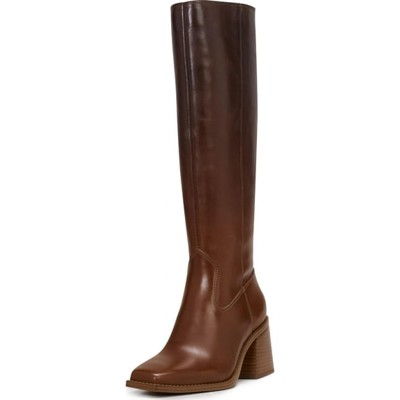 Vince Camuto Womens' Biancaa Sangeti Stacked Heel Knee High Boots, Chocolate Fade Extra Wide Calf, 8 Wide