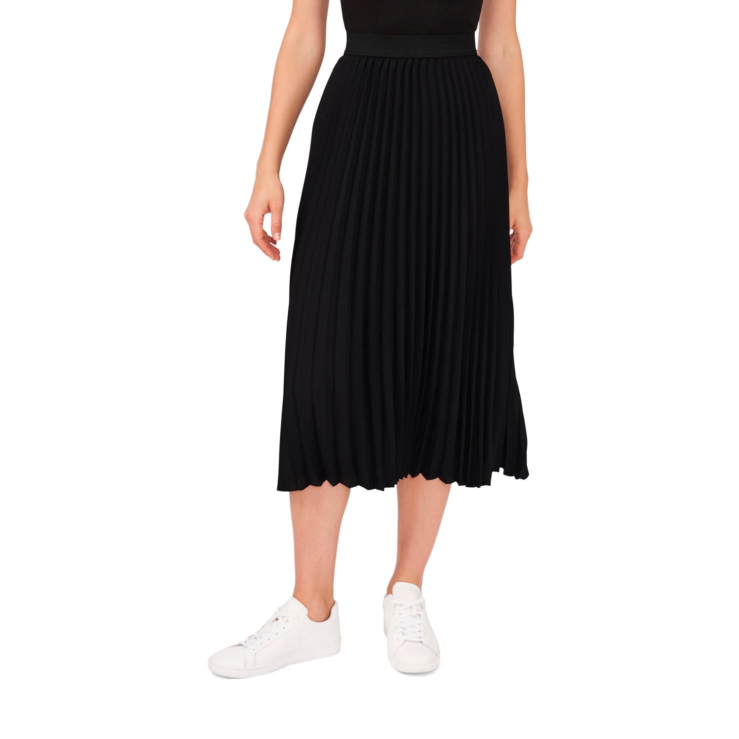 Womens black pleated midi skirt cheap