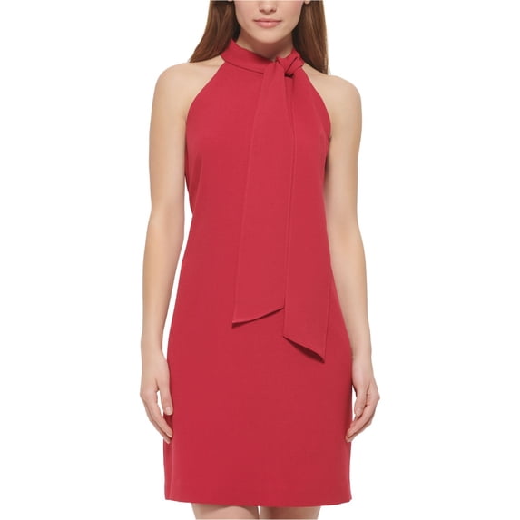 Vince Camuto Womens Bow Neck Halter Above-Knee Sheath Dress, Pink, 8