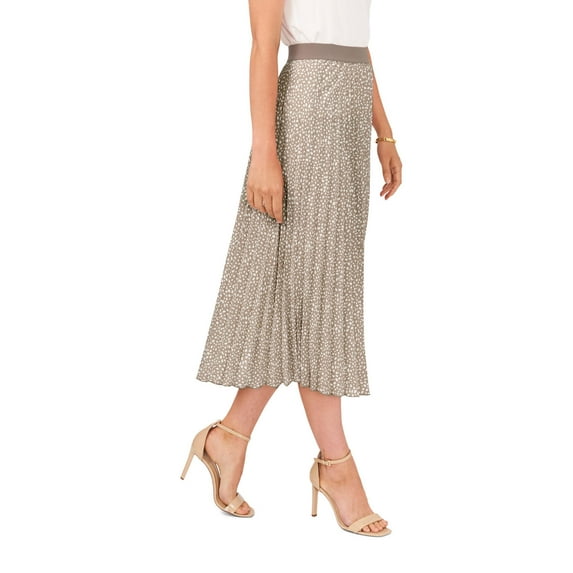Vince Camuto Womens Cafe/White Dot Pleated Midi Skirt XS