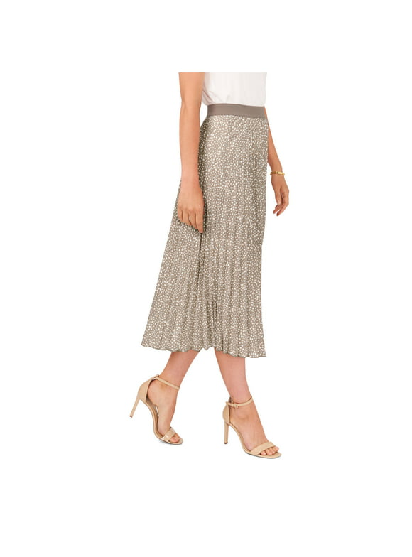 Vince Camuto Womens Cafe/White Dot Pleated Midi Skirt XXL