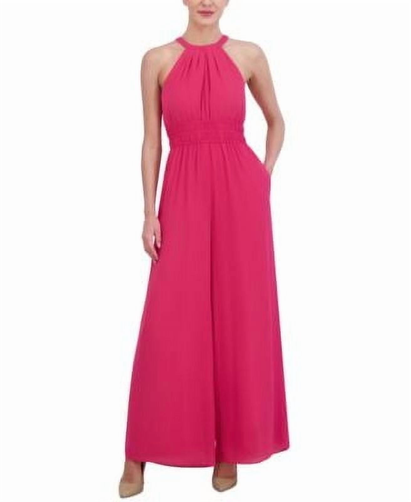 Vince Camuto Women's Chiffon Halter-Neck Wide-Leg Jumpsuit - Hot Pink