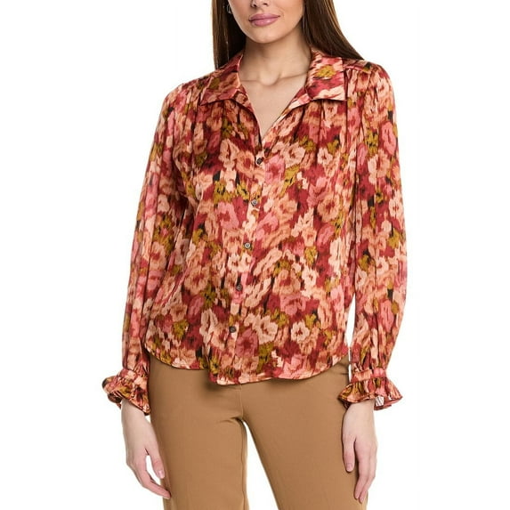Vince Camuto womens Collared Button-Down Blouse, s, Pink