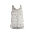 thumbnail image 1 of Vince Camuto Womens Cream Sleeveless Sequin-Embellished Mesh Tank Top XXS, 1 of 1
