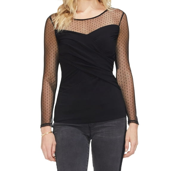 Vince Camuto Womens Crossover Illusion Top,Black,XX-Small