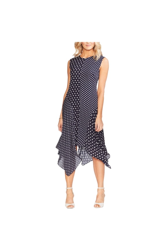 Womens Diamond Edge Asymmetrical Dress, Blue, 0