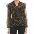 thumbnail image 1 of Vince Camuto Womens Ditsy Manor Peasant Blouse, Black, Medium, 1 of 5