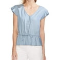 thumbnail image 1 of Vince Camuto Womens Drawstring Button Down Blouse, Blue, Medium, 1 of 2