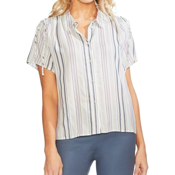 Vince Camuto Womens Drawstring Button Up Shirt, Multicoloured, Large