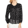 thumbnail image 1 of Vince Camuto Womens Smocked Yoke Button Down Blouse, Black, X-Small, 1 of 2