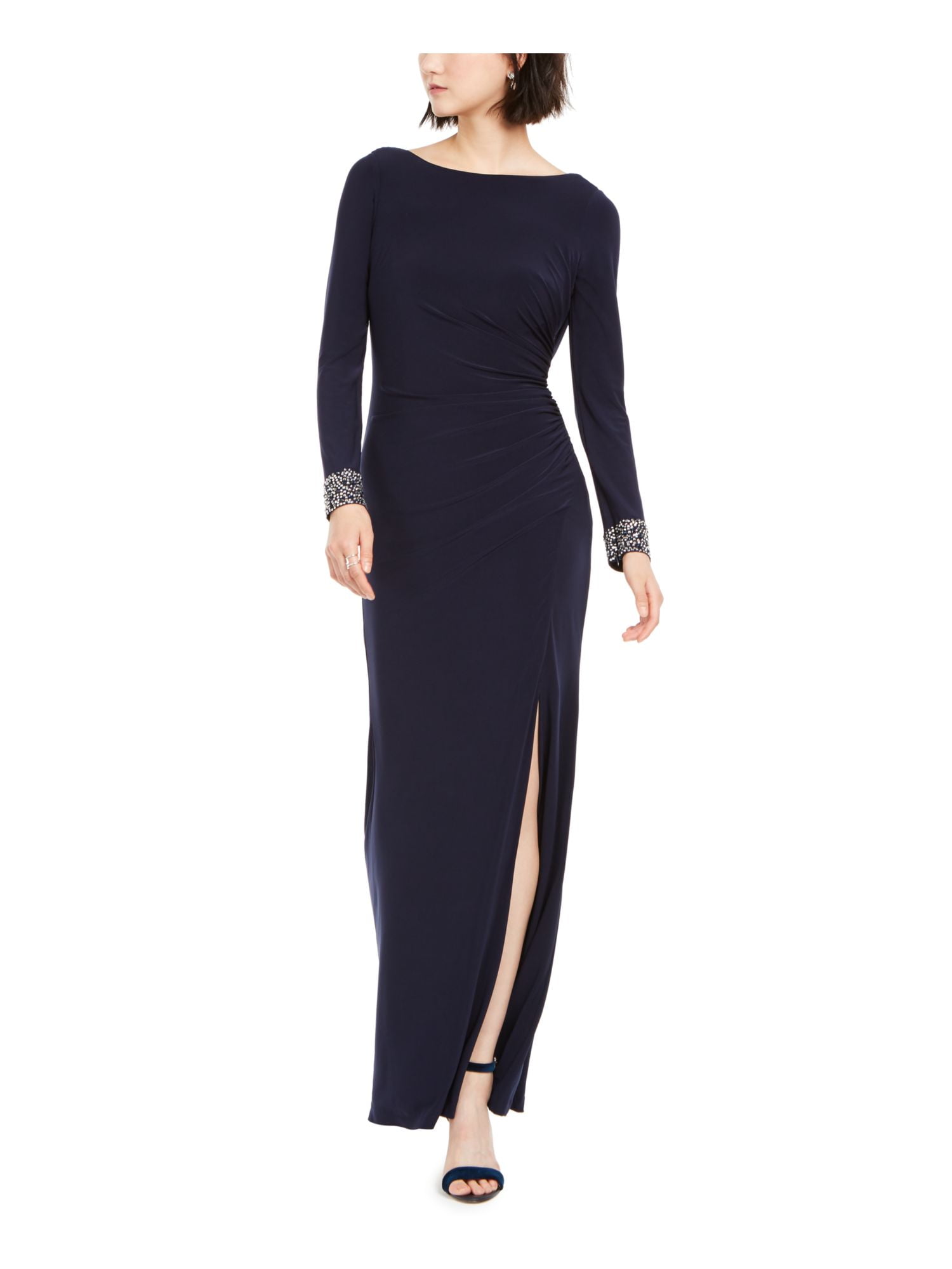 Vince Camuto Womens Embellished Drapey Evening Dress Navy 8 - Walmart.com