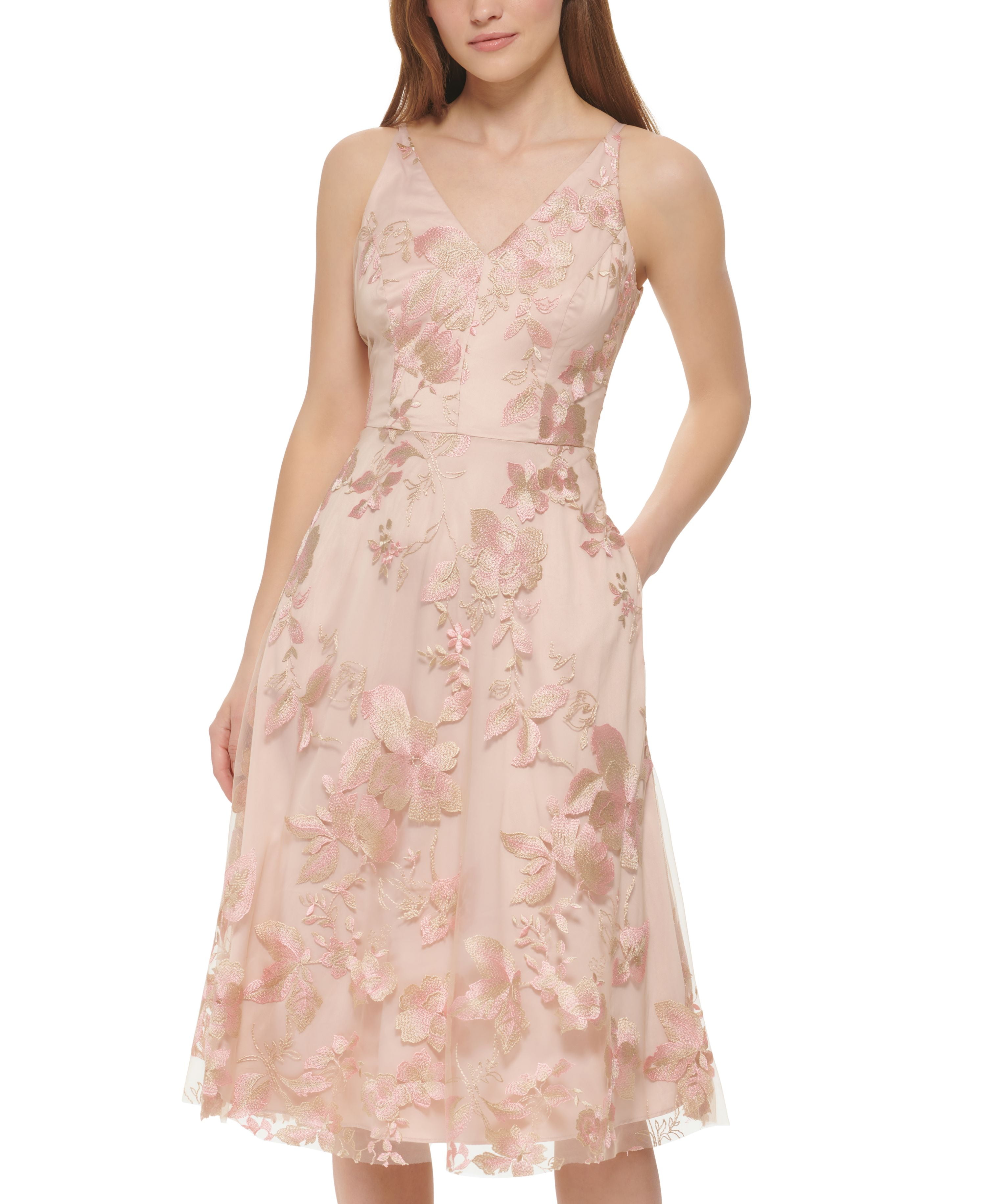 Bodycon Vince Camuto Embroidered Mesh Sheath Dress Vince Camuto