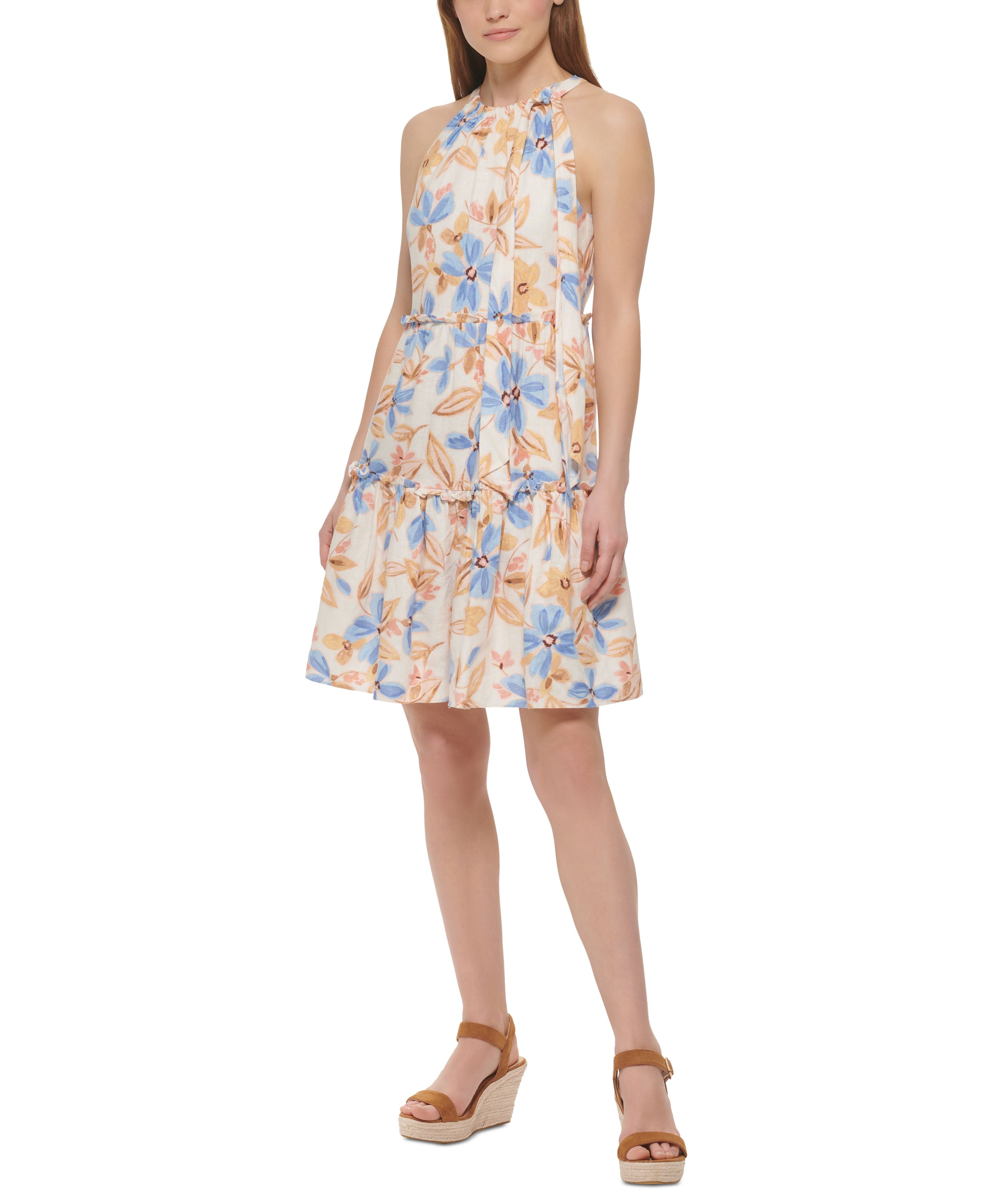 vince camuto blue floral dress Vince Camuto Midi DRess, 10 / Blue