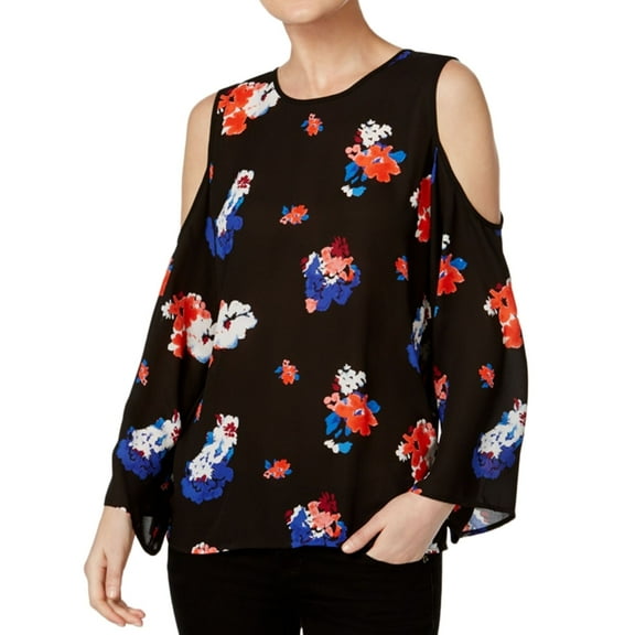 Vince Camuto Womens Floral Pullover Blouse, Black, X-Small