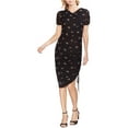 thumbnail image 1 of Vince Camuto Womens Floral Midi Asymmetrical Dress, Black, X-Small, 1 of 2
