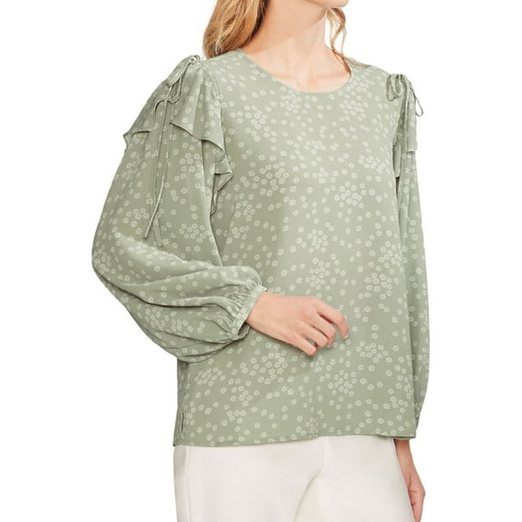 Vince Camuto Womens Flutter Pullover Blouse, Green, X-Small