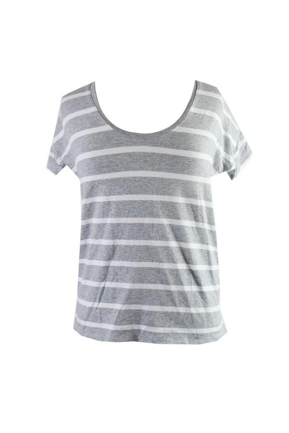 Womens Grey Striped High-Low T-Shirt XXS